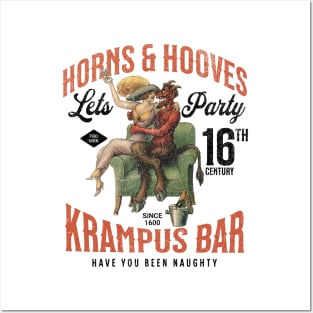 Distressed Horns & Hooves Krampus Bar Lets Party Naughty Christmas Posters and Art